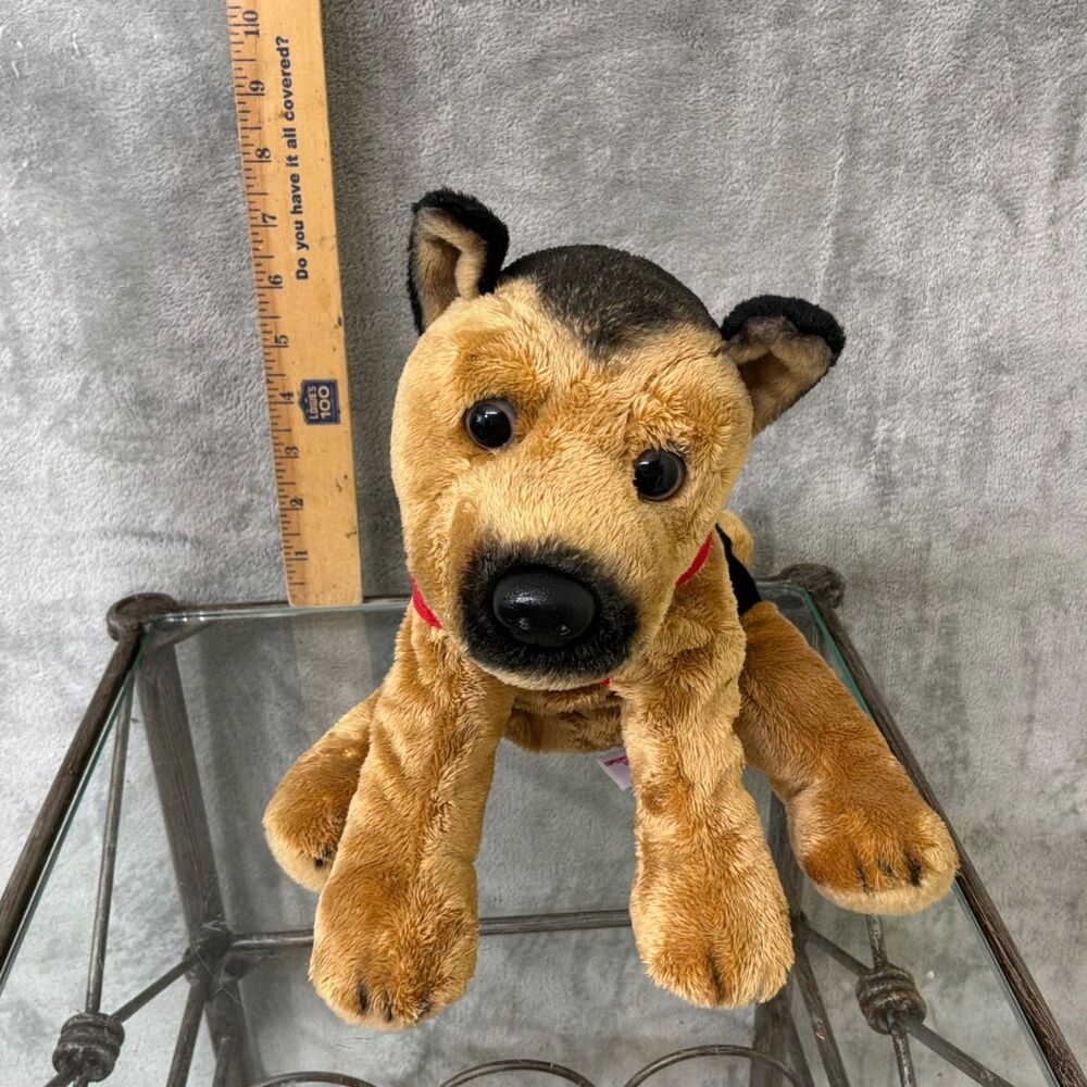 FAO Schwarz German Shepherd Puppy Dog Plush Stuffed w bandana Sitting 8”